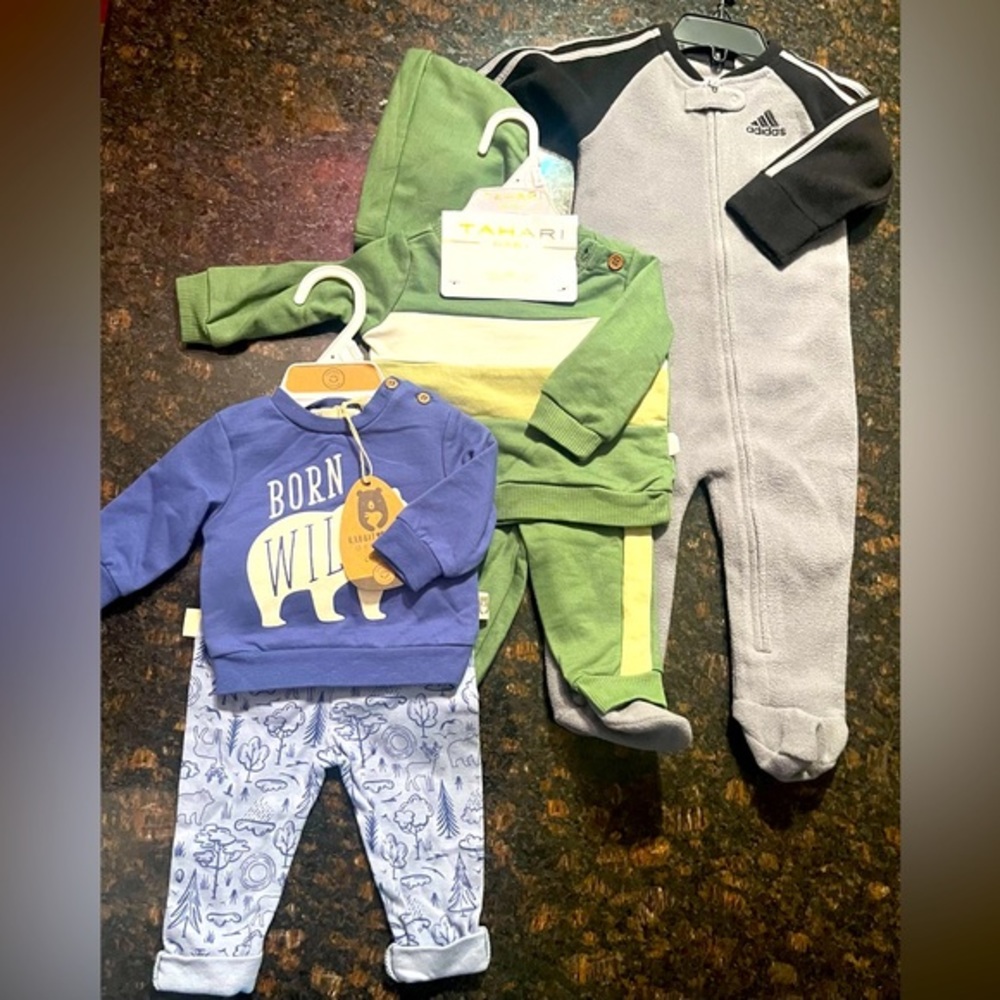 3 Pack Baby Outfits: (2) 0-3mos + (1) 6 mos